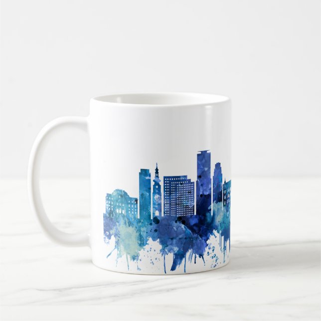 Caneca De Café Bratislava Eslováquia Skyline Blue (Esquerda)