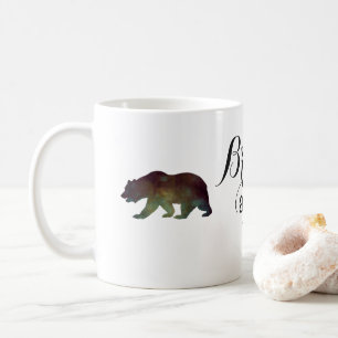 Caneca De Café Brava como tipografia da aquarela do urso