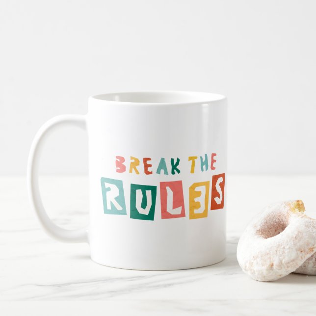 Caneca De Café Break the Rules Bold Streetwear Typography (Com Donut)