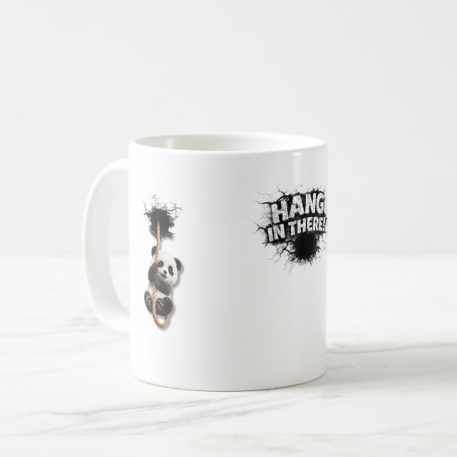 Caneca De Café Breakthrough Panda – Cute 3D Wall Illusion Art (Frente Esquerda)