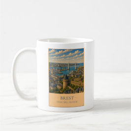 Caneca De Café Brest, France – Vintage Travel Mug