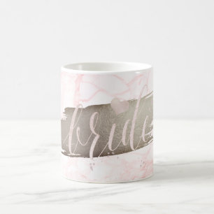 Caneca De Café Bride PixDezines   Marble Blush Pink Script