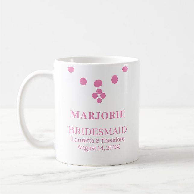 Caneca De Café Bridesmaid de Casamento Rosa Personalizado (Esquerda)