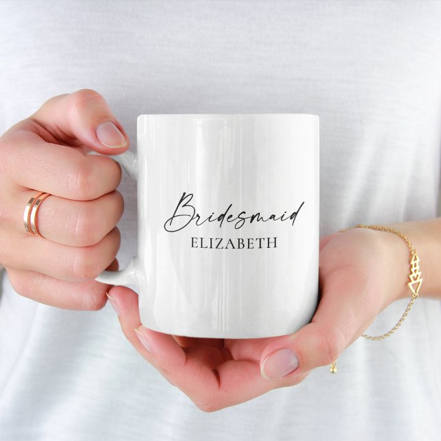 Caneca De Café Bridesmaid de Tinta Mínima Moderna de Caligrafia (Customize to change your personalized text size, text style or to add more text.)