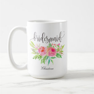 Caneca De Café Bridesmaid Floral Personalizado Casamento -2