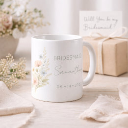 Caneca De Café Bridesmaid Gift Wildflower Garden Personalized