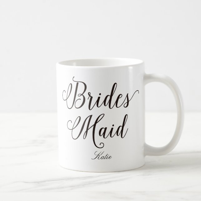 Caneca De Café Bridesmaid Lettering Wedding Personalizado (Direita)