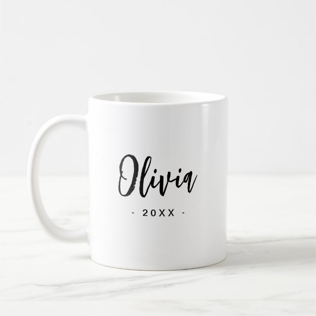 Caneca De Café Bridesmaid Modern Mug Gift | Preto branco (Esquerda)