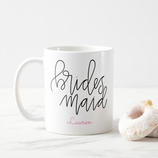 Caneca De Café Bridesmaid Mug - Design personalizável de inscriçã (Com Donut)