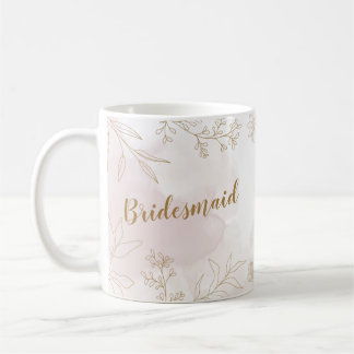 Caneca De Café Bridesmaid Mug, Rosa e Dourada
