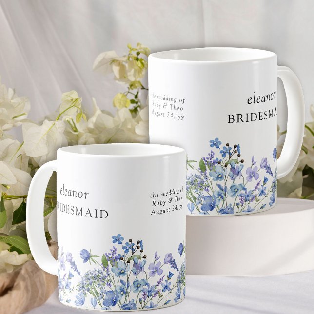 Caneca De Café Bridesmaid Periwinkle Wildflower Elegante Floral (Wedding Party keepsake mugs from my Lilac + Periwinkle Wildflower Wedding Collection)
