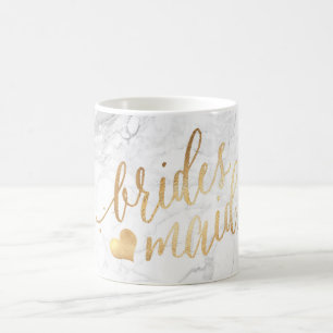 Caneca De Café Bridesmaid PixDezines Script Dourado Faux Marble
