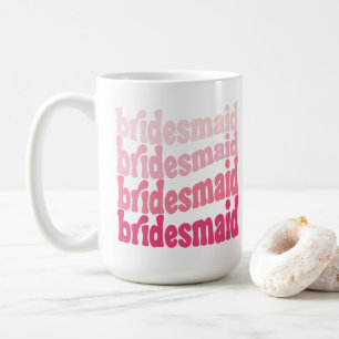 Caneca De Café Bridesmaid Retro Rosa Bonito, personalizado com o
