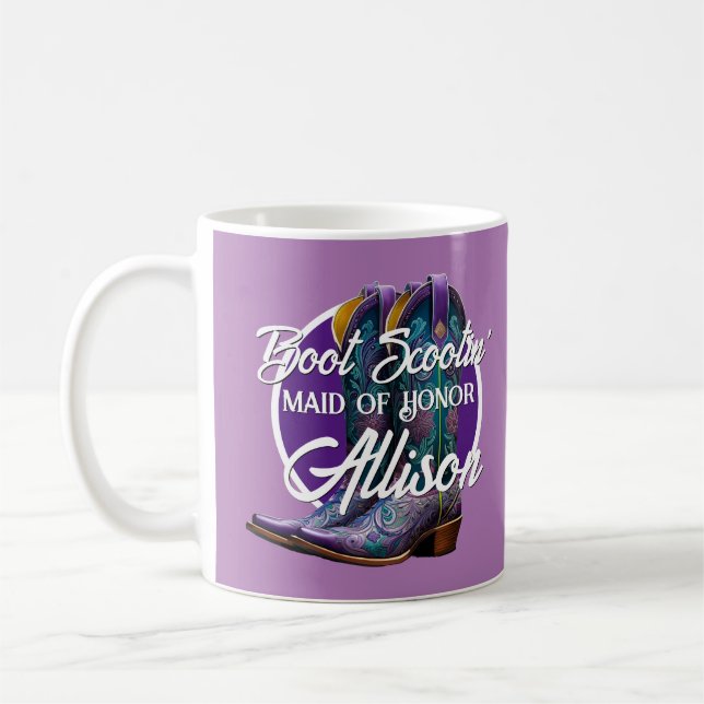 Caneca De Café Bridesmaid Rico Cowboy Boots Lilac (Esquerda)