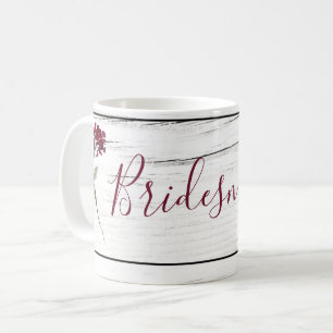 Caneca De Café Bridesmaid Russa Elegante Floral