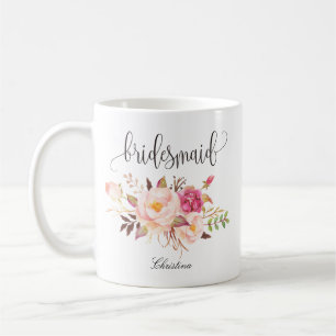 Caneca De Café Bridesmaid Rustic Floral Wedding-01