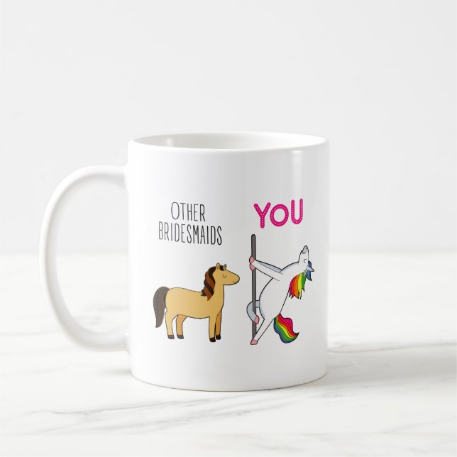 Caneca De Café Bridesmaid Unicorn Engraçado Casamento (Esquerda)