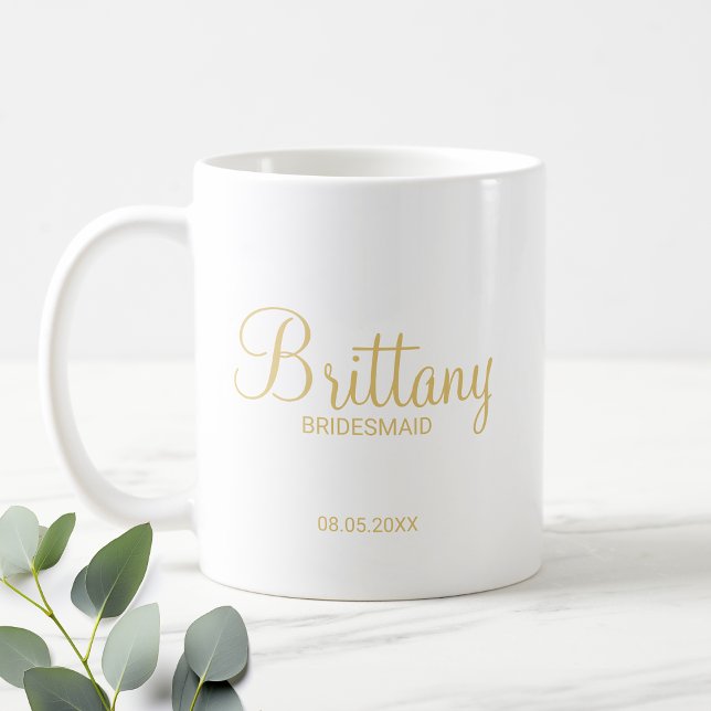 Caneca De Café Bridesmaids Personalizados Dourados de Script Mode (Criador carregado)