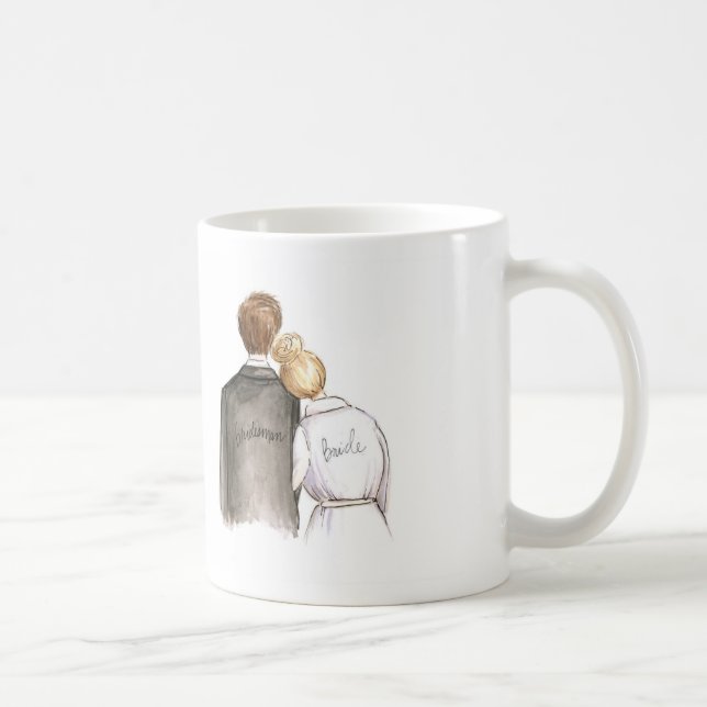 Caneca De Café Bridesman? Homem louro do Brunette da noiva do (Direita)