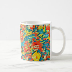 Caneca De Café Bright Colorful Floral Brilhando Jardim de Arte Be