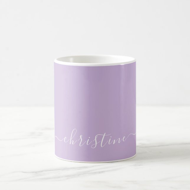 Caneca De Café Bright Lilac Mauve White Minimalist Nome 015 (Centro)