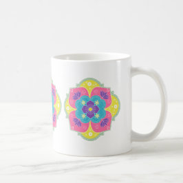 Caneca De Café Bright Pastel Lotus Rangoli