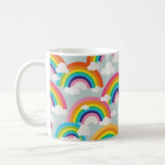 Caneca De Café Bright Rainbow Mug with Clouds (Esquerda)
