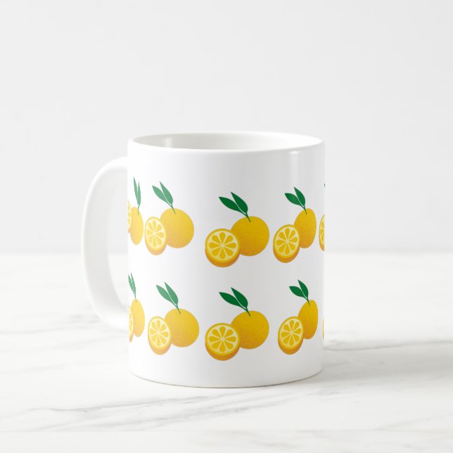 Caneca De Café Bright Yellow Lemon Citrus Art (Frente Esquerda)
