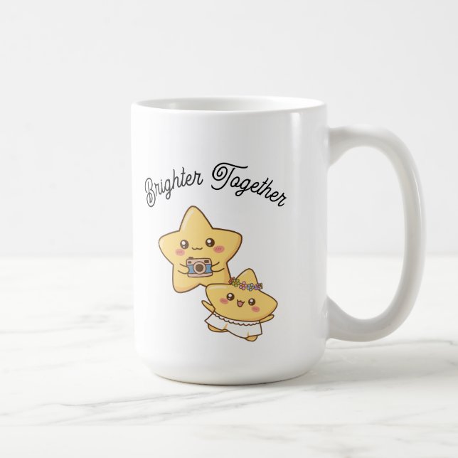 Caneca De Café Brighter Together – Cute Couple Mug Gift (Direita)
