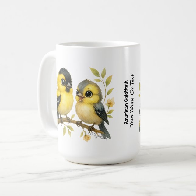 Caneca De Café Brilhante American Goldfinch (Frente Esquerda)