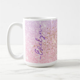 Caneca De Café Brilhante azul pastel personalizado