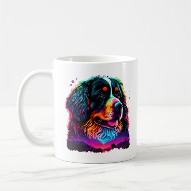 Caneca De Café Brilhante e Bonito Cão de Montanha Bernês (Esquerda)