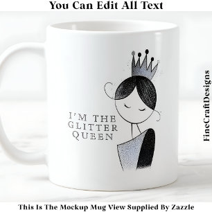 Caneca De Café Brilhante Glitter Sparkle Rainha 035 Novidade Esti