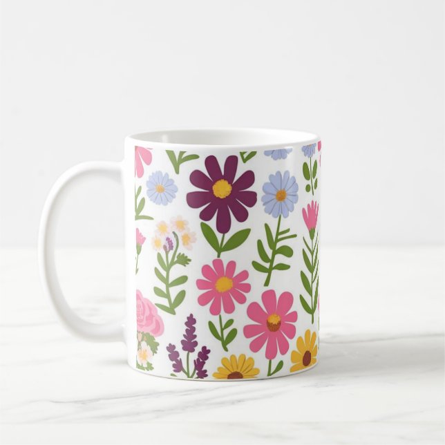 Caneca De Café Brilhe seu dia com lindas perucas de flores (Esquerda)
