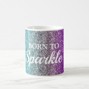 Caneca De Café Brilho Azul, Cinza e Roxo Nascido para Brilhar