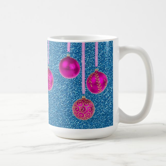 Caneca De Café Brilho Azul Rosa Quente, Brilho Feliz Natal Balanç (Direita)