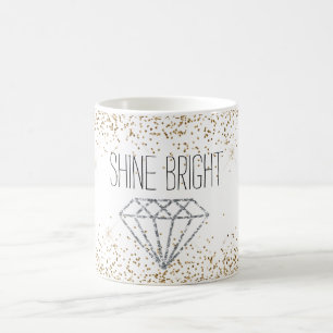 Caneca De Café Brilho Brilhante do Diamante Glitor Dourado