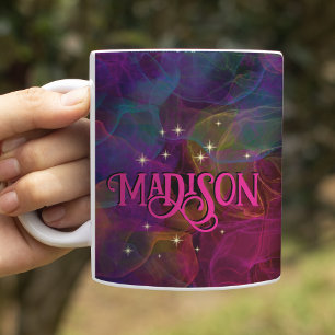 Caneca De Café Brilho colorido elegante monograma de fumaça