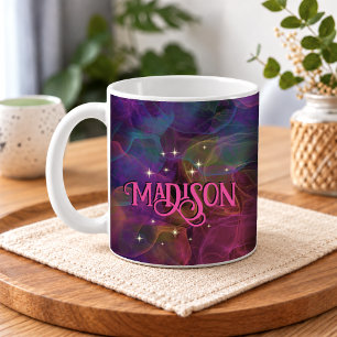 Caneca De Café Brilho colorido elegante monograma de fumaça