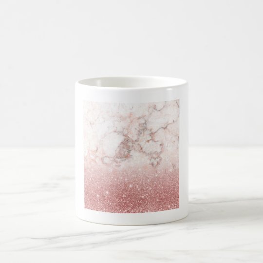 Caneca De Café Brilho cor-de-rosa Ombre de mármore branco do ouro