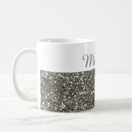 Caneca De Café Brilho de prata Shimmery meu nome
