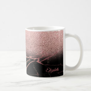 Caneca De Café Brilho Dourado cor-de-rosa legal, mármore -