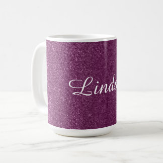 Caneca De Café Brilho Falso Roxo Com Nome