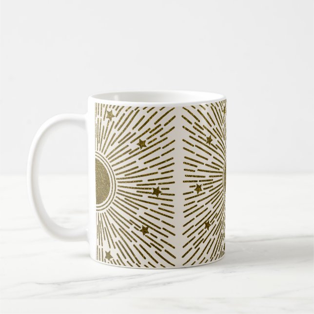 Caneca De Café Brilho retrorreflector, sol ouro com raios (Esquerda)
