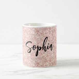 Caneca De Café Brilho Rosa Bege Brilho