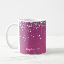 Caneca De Café Brilho Rosa Fúcsia Moderno Personalizado