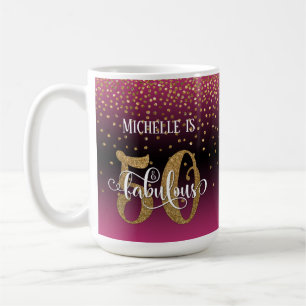 Caneca De Café Brilho & Roteiro 50 & Fabuloso, Hot Pink Ombre