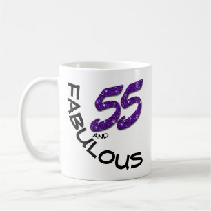 Caneca De Café Brilho roxo 55 do falso e presente de aniversário