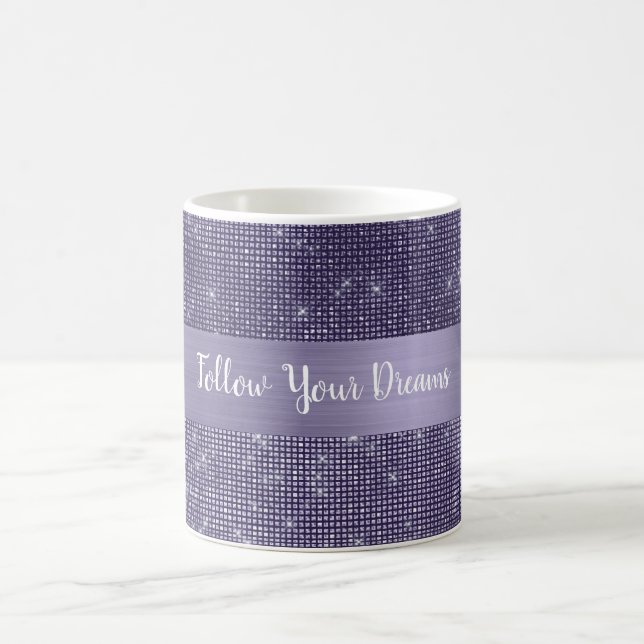 Caneca De Café Brilho Roxo Citação Personalizada   (Centro)