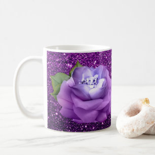 Caneca De Café Brilho roxo do falso do rosa do diamante da